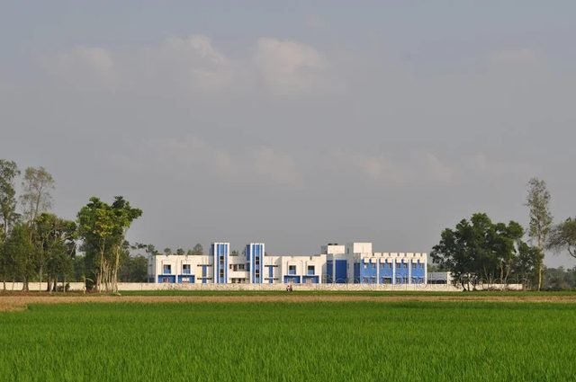 The campus seen across the surrounding fields
